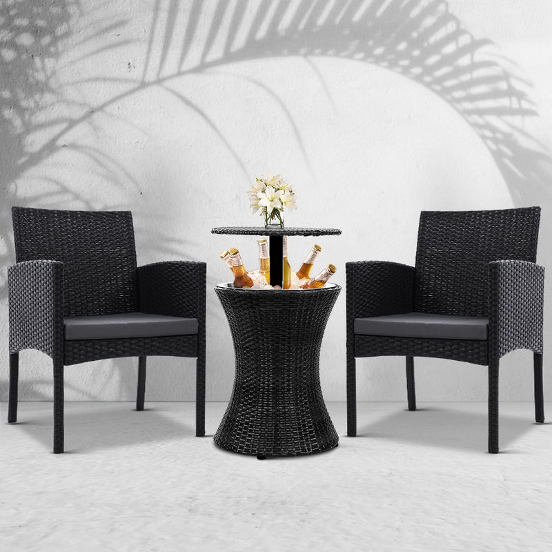 Wicker Chairs Bar Table Cooler Set - Pay 50% deposit & we deliver