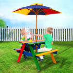 Keezi Kids Wooden Picnic Table Set with Umbrella