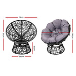 Gardeon Papasan Chair and Side Table Set- Black