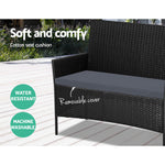 Gardeon 4-piece Wicker Outdoor Set - Black