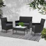 Gardeon 4-piece Wicker Outdoor Set - Black