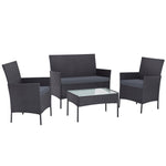 Wicker Set Chair Table Dark Grey 4pc - Pay 50% deposit & we deliver