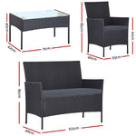 Wicker Set Chair Table Dark Grey 4pc - Pay 50% deposit & we deliver