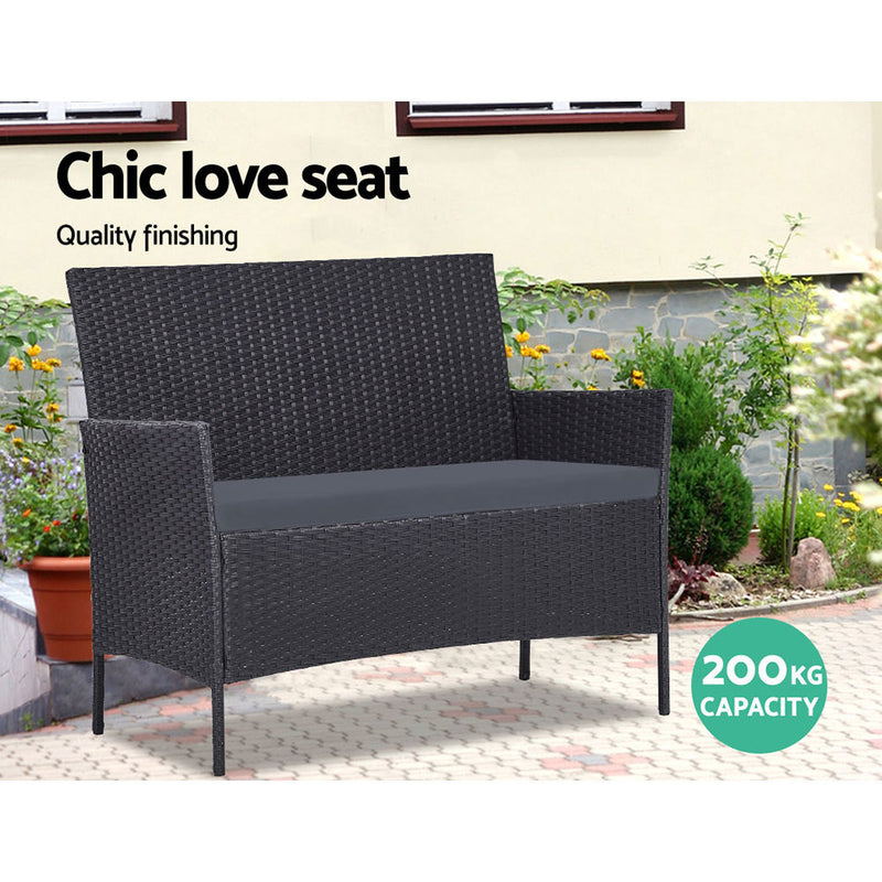 Wicker Set Chair Table Dark Grey 4pc - Pay 50% deposit & we deliver