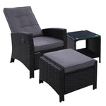 Recliner Chair Table Set Wicker lounge - Pay 50% deposit & we deliver