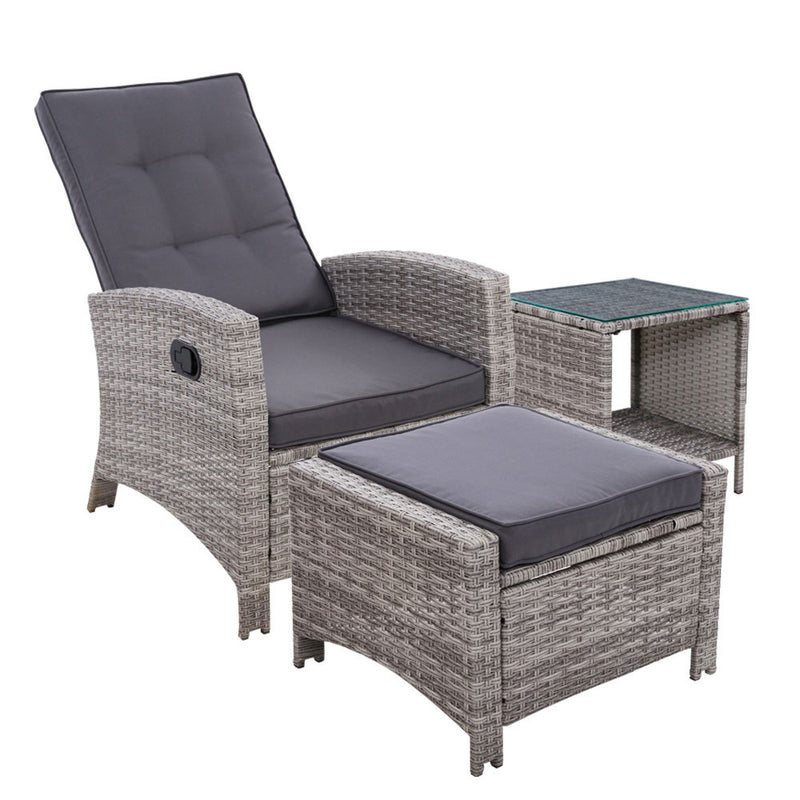 Recliner Chair Table Set Wicker - Pay 50% deposit & we deliver