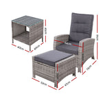 Recliner Chair Table Set Wicker - Pay 50% deposit & we deliver