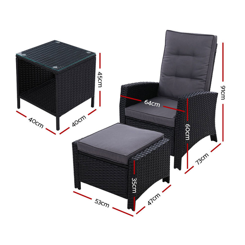 Gardeon Outdoor Recliner Chairs Table - Pay 50% deposit & we deliver