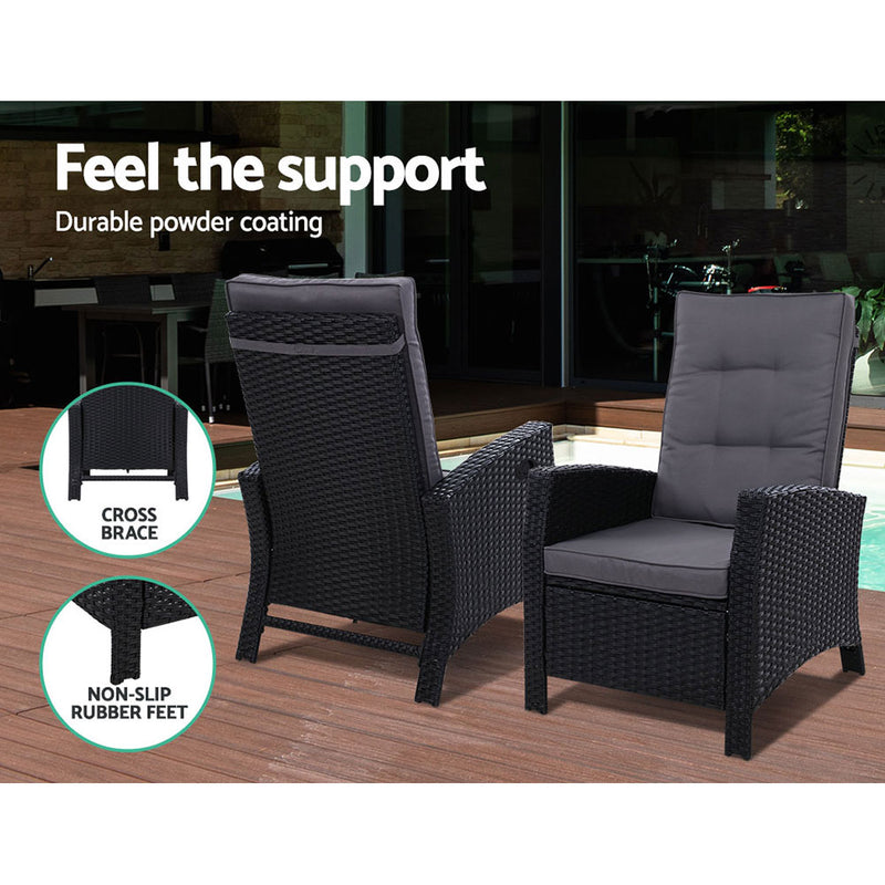 Gardeon Outdoor Recliner Chairs Table - Pay 50% deposit & we deliver