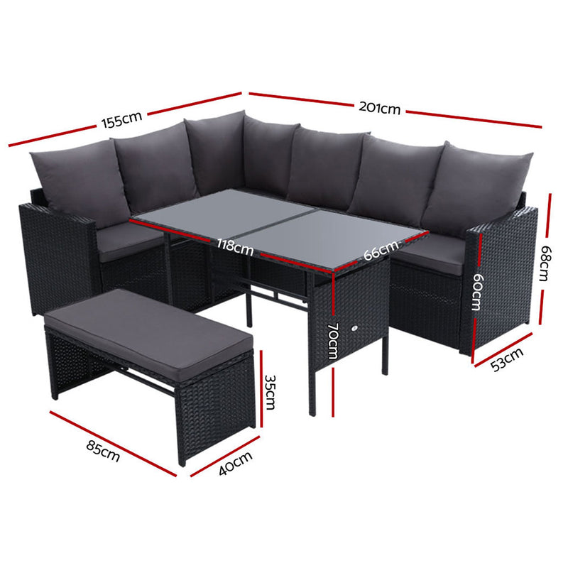 Dining Setting Sofa Wicker 8 Seater - Pay 50% deposit & we deliver