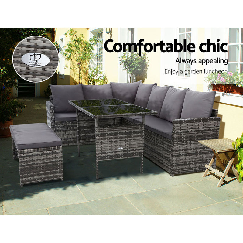 Dining Setting Sofa Wicker 8 Seater - Pay 50% deposit & we deliver