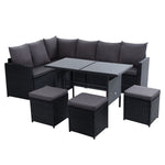 Dining Sofa Set Lounge Wicker 9 Seater - Pay 50% deposit & we deliver