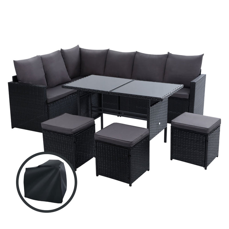 Dining Setting Sofa Wicker 9 Seater - Pay 50% deposit & we deliver