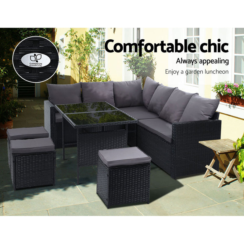 Dining Setting Sofa Wicker 9 Seater - Pay 50% deposit & we deliver