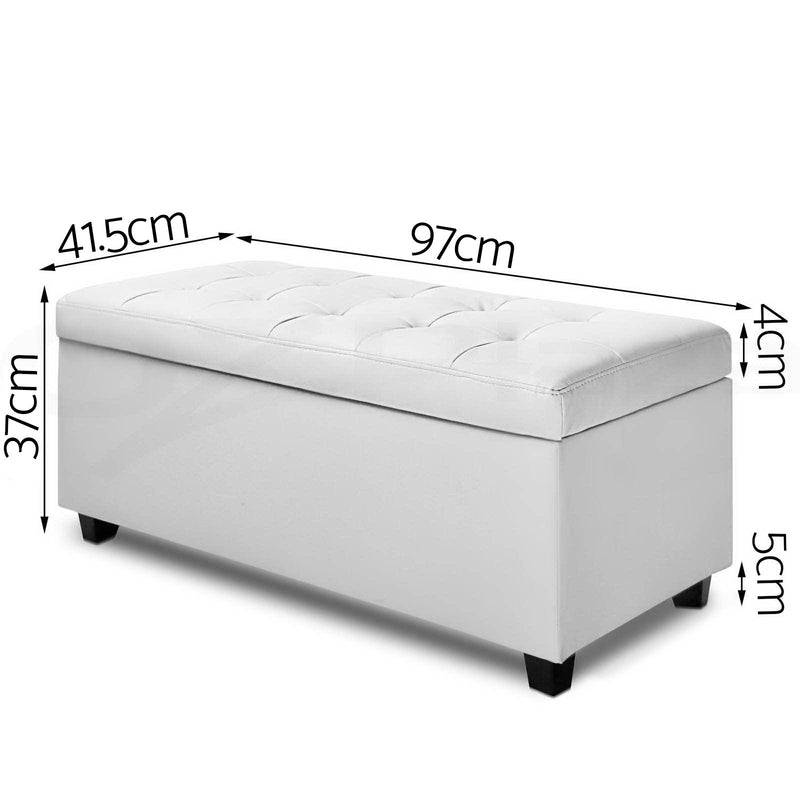 Artiss Large PU Leather Storage Ottoman - White