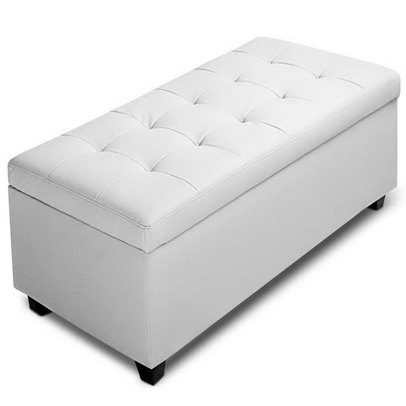 Artiss Large PU Leather Storage Ottoman - White