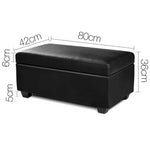 Artiss Faux PU Leather Storage Ottoman - Black