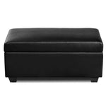 Artiss Faux PU Leather Storage Ottoman - Black