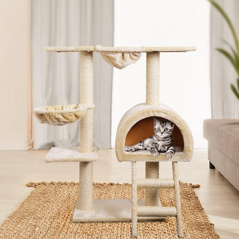 i.Pet 100cm Multi Level Cat Scratching Post - Beige