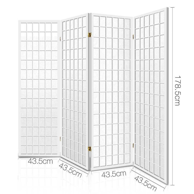 Artiss 4 Panel Wooden Room Divider - White