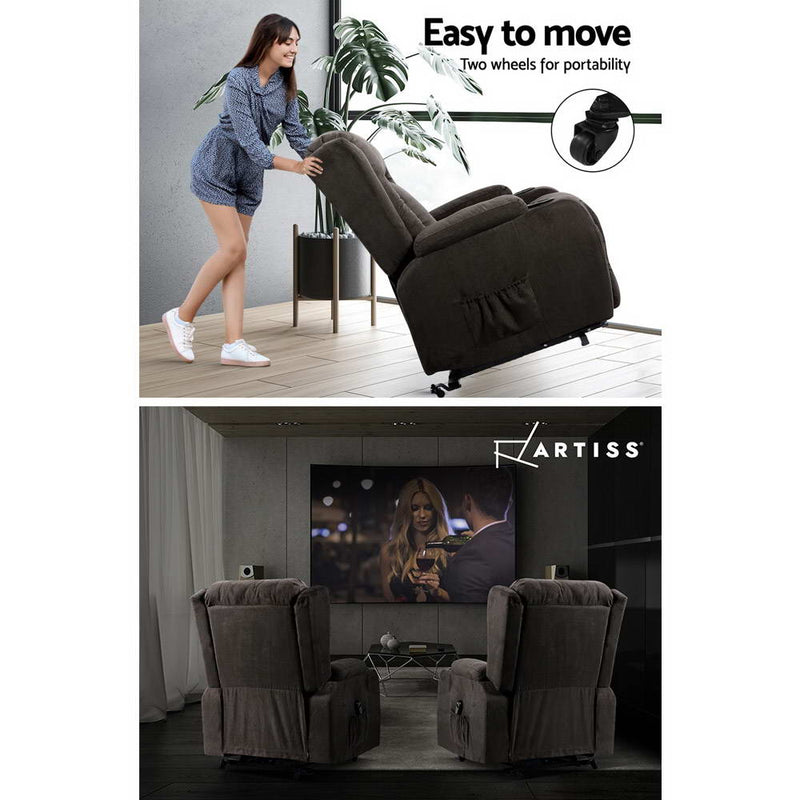 Artiss Electric Recliner Chair Lift Heated Massage Chairs Fabric Lounge Sofa