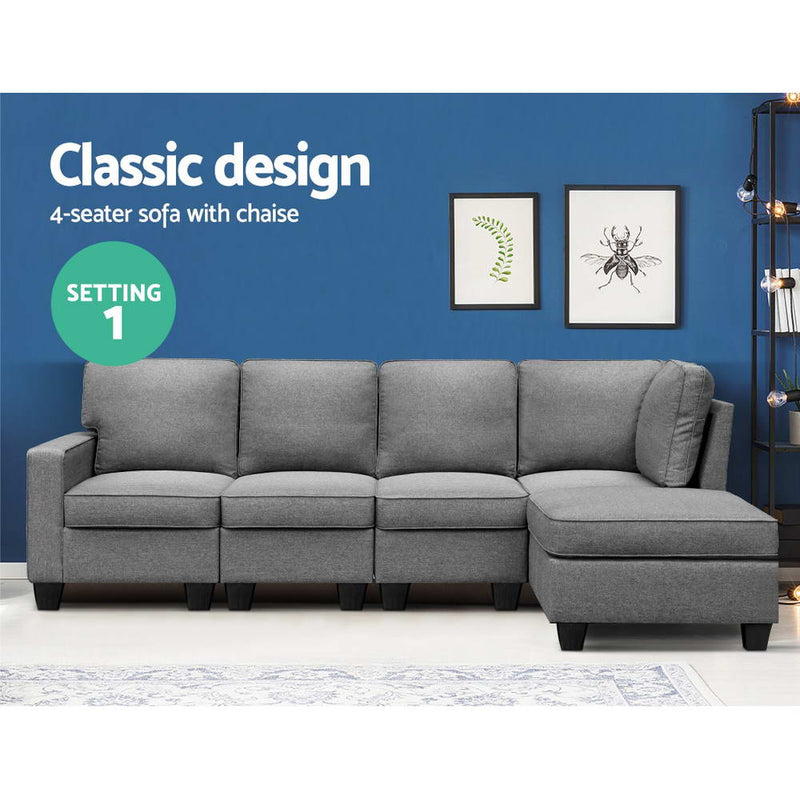 Sofa Set 5 Seater Modular Chaise - Pay 50% deposit & we deliver