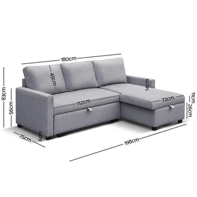 3 Seater Fabric Sofa Bed with Storage - Pay 50% deposit & we deliver