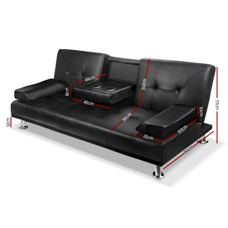 3 Seater PU Leather Sofa Bed - Pay 50% deposit & we deliver