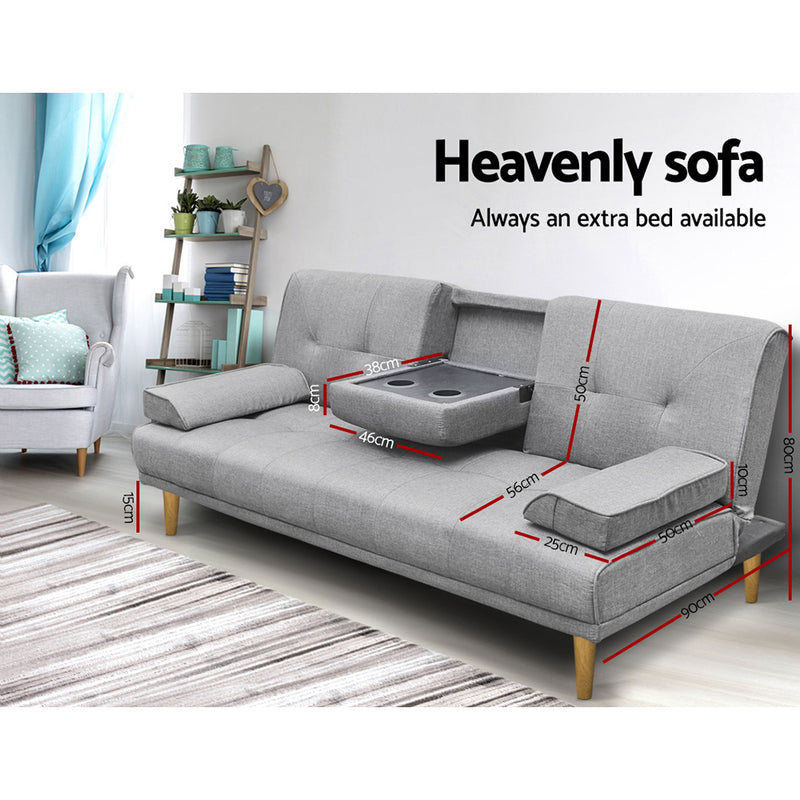 Artiss 3 Seater Fabric Sofa Bed - Pay 50% deposit & we deliver