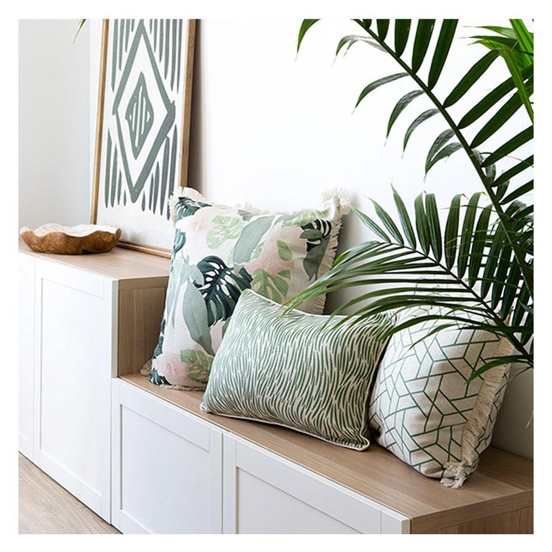 Cushion Cover-Coastal Fringe-Milan Green-45cm x 45cm