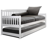 Artiss Single Wooden Trundle Bed Frame Timber Kids Adults