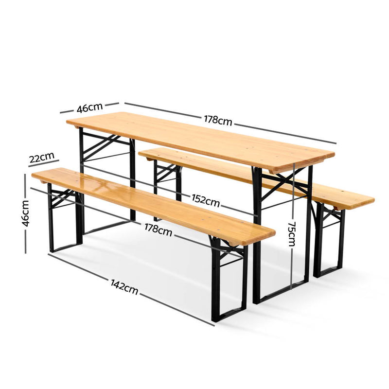 Artiss Wooden Outdoor Foldable Bench Set