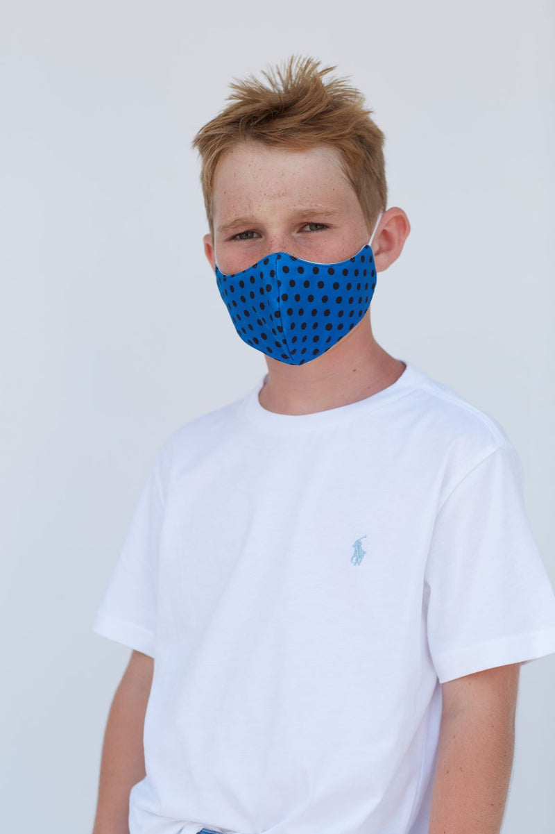 Youth Blue Polka Face Mask