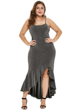 Charcoal True Shine Plus Size High-low Dress