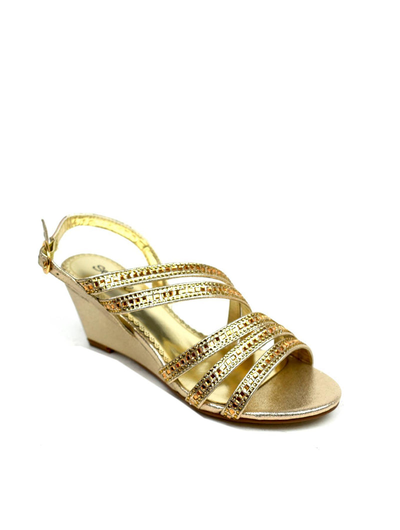 Multi-Strap Evening Wedge Gold