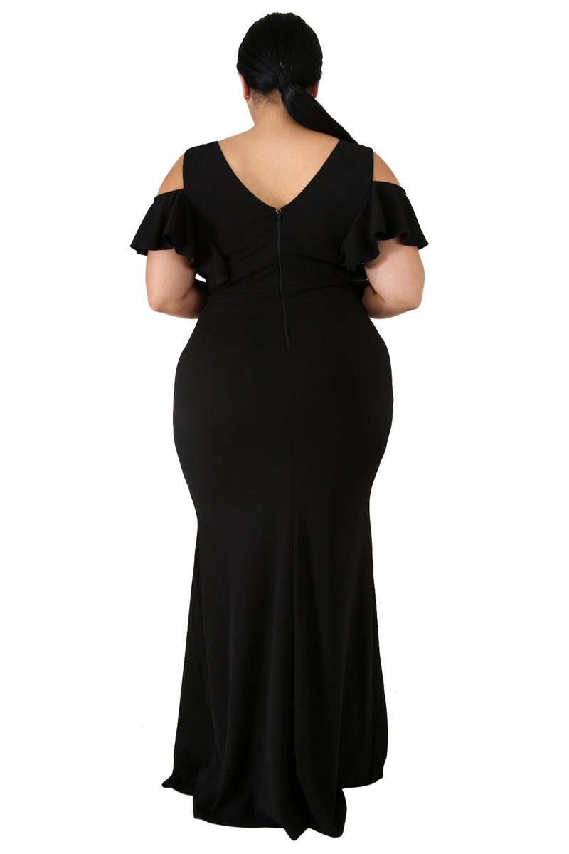 Black Plus Size Flamous Mermaid Dress