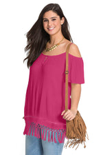 Rose Cold Shoulder Plus Size Blouse Top