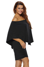 Plus Size Multiple Dressing Layered Black Mini Poncho Dress