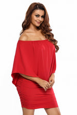 Plus Size Multiple Dressing Layered Red Mini Poncho Dress