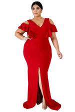 Red Plus Size Flamous Mermaid Dress