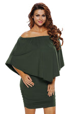 Plus Size Multiple Dressing Layered Army Green Mini Poncho Dress