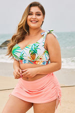 Pink Ruched Side Plus Size Beach Swim Bottom