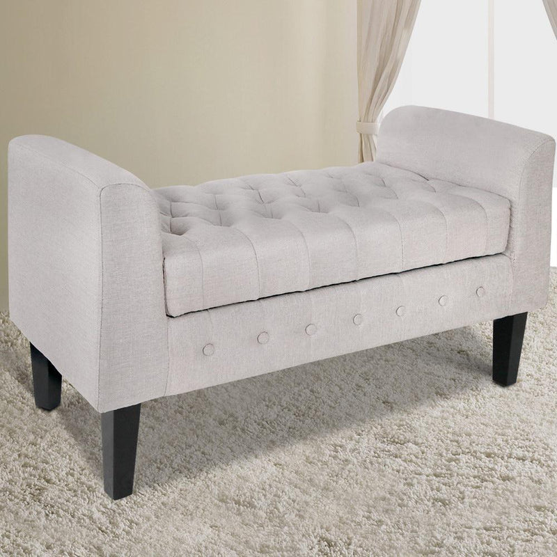 Artiss Fabric Storage Ottoman - Beige