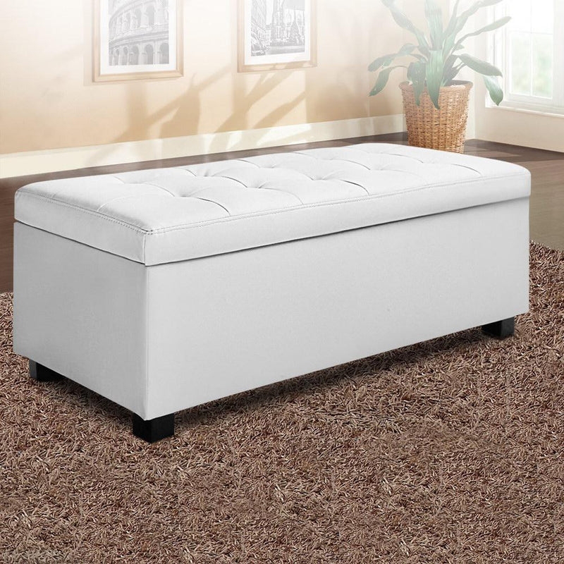 Artiss Large PU Leather Storage Ottoman - White