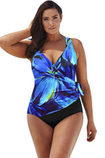 Longitude Blue Darling Plus Size Surplice Swimsuit