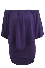 Plus Size Multiple Dressing Layered Purple Mini Poncho Dress