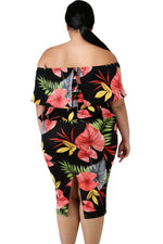 Tropical Print Plus Size Dress