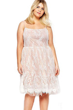 White Big Girl Sweet Lace Skater Dress