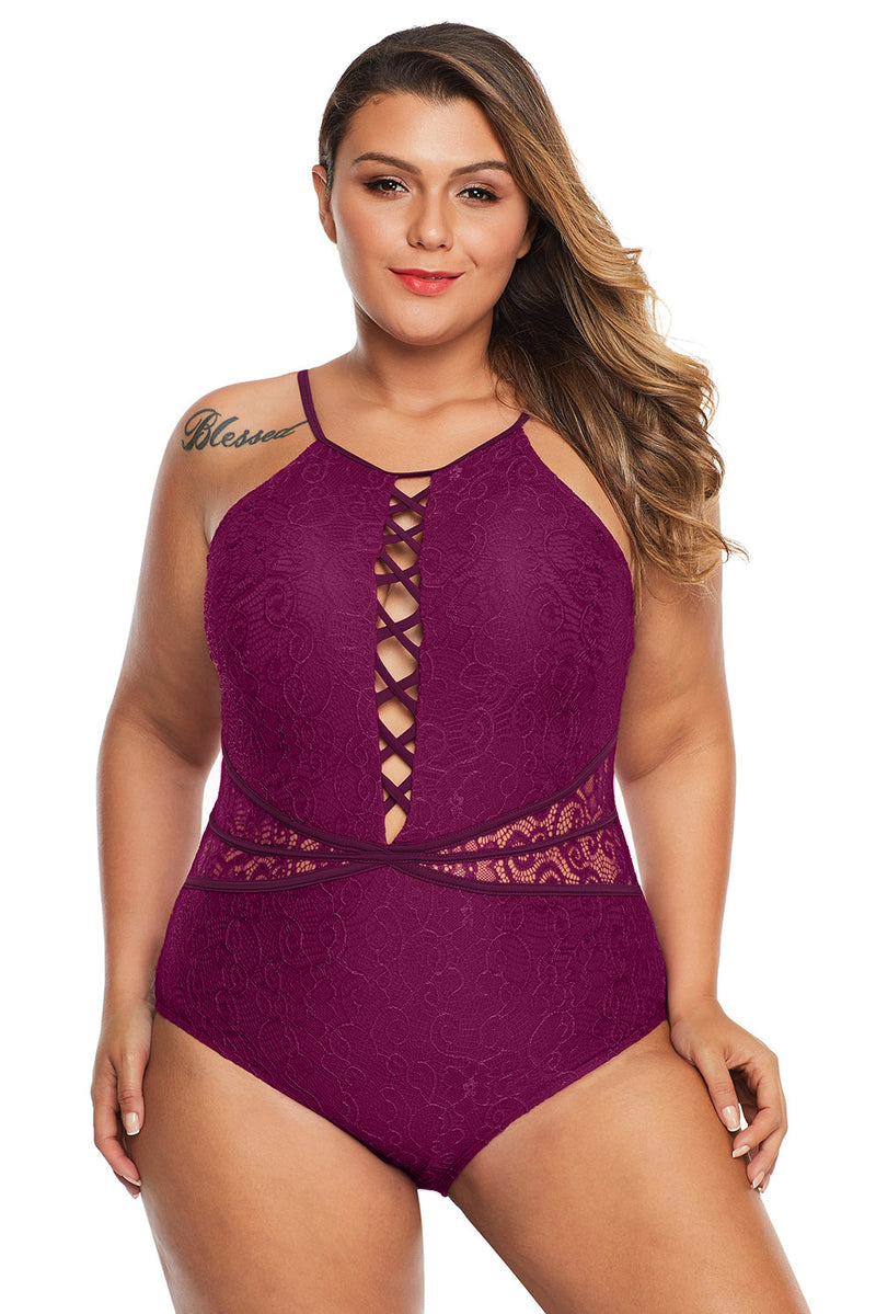 Purple Plus Shamilar High-Neck One Piece Swimsuit