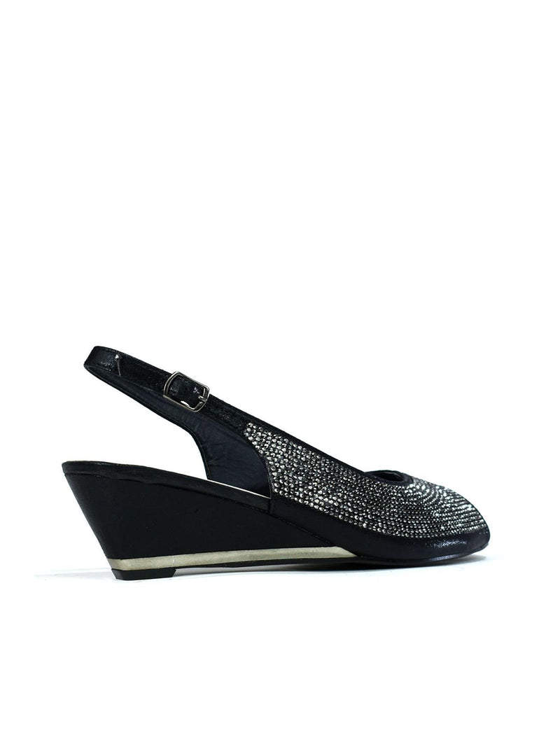 Wedge Diamante Sandal Black